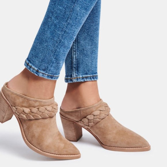 Dolce Vita Shoes - Dolce Vita NEW Womens Serla Truffle Suede Heel Mules Size 9.5